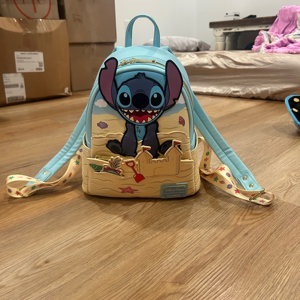 Loungefly Stitch Backpack - Light Blue and Cream